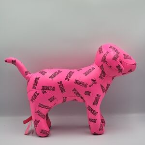 Victoria's Secret Pink Dog Puppy Faux Leather Pink RARE Stuffed Toy 10" Tall Pup